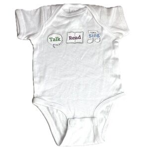 Cotton White Bodysuit with Talk Read Sing Graphic Design